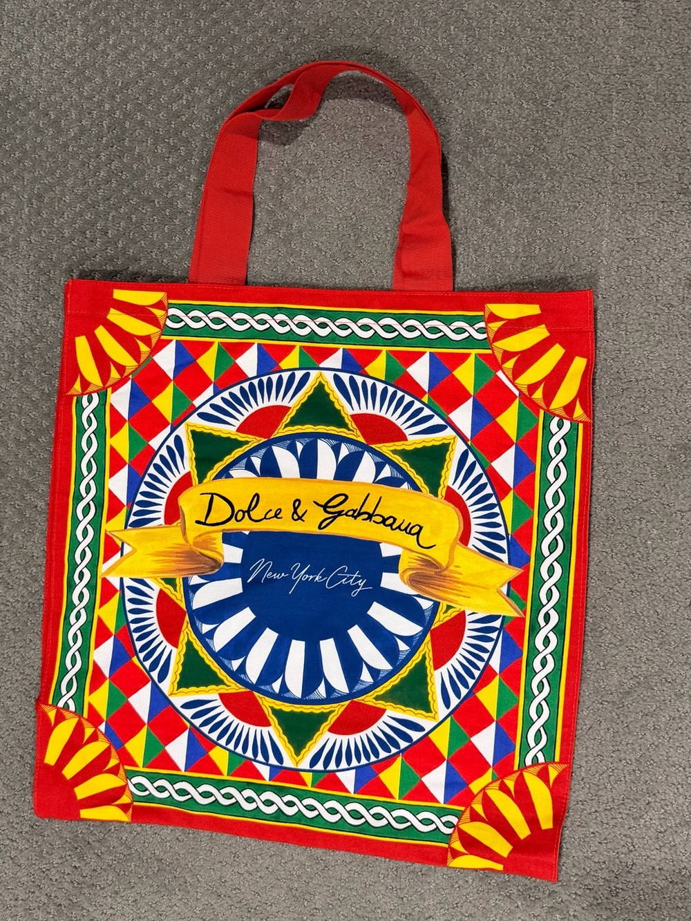 Dolce & Gabbana Red Multicolor Graphic Tote